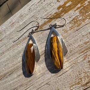 Jay King Tigers Eye & Sterling Silver Earrings